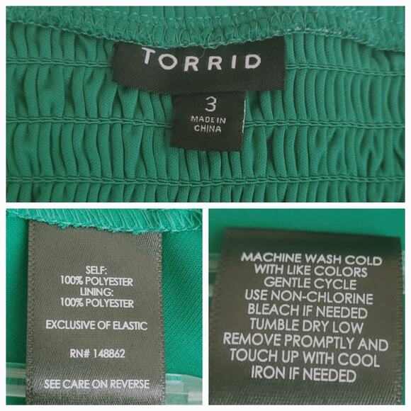 Torrid‎ Size 3 3X Kelly Green Flowy Fairy Babydoll Top Tinkerbell Princess Tiana - Picture 5 of 8